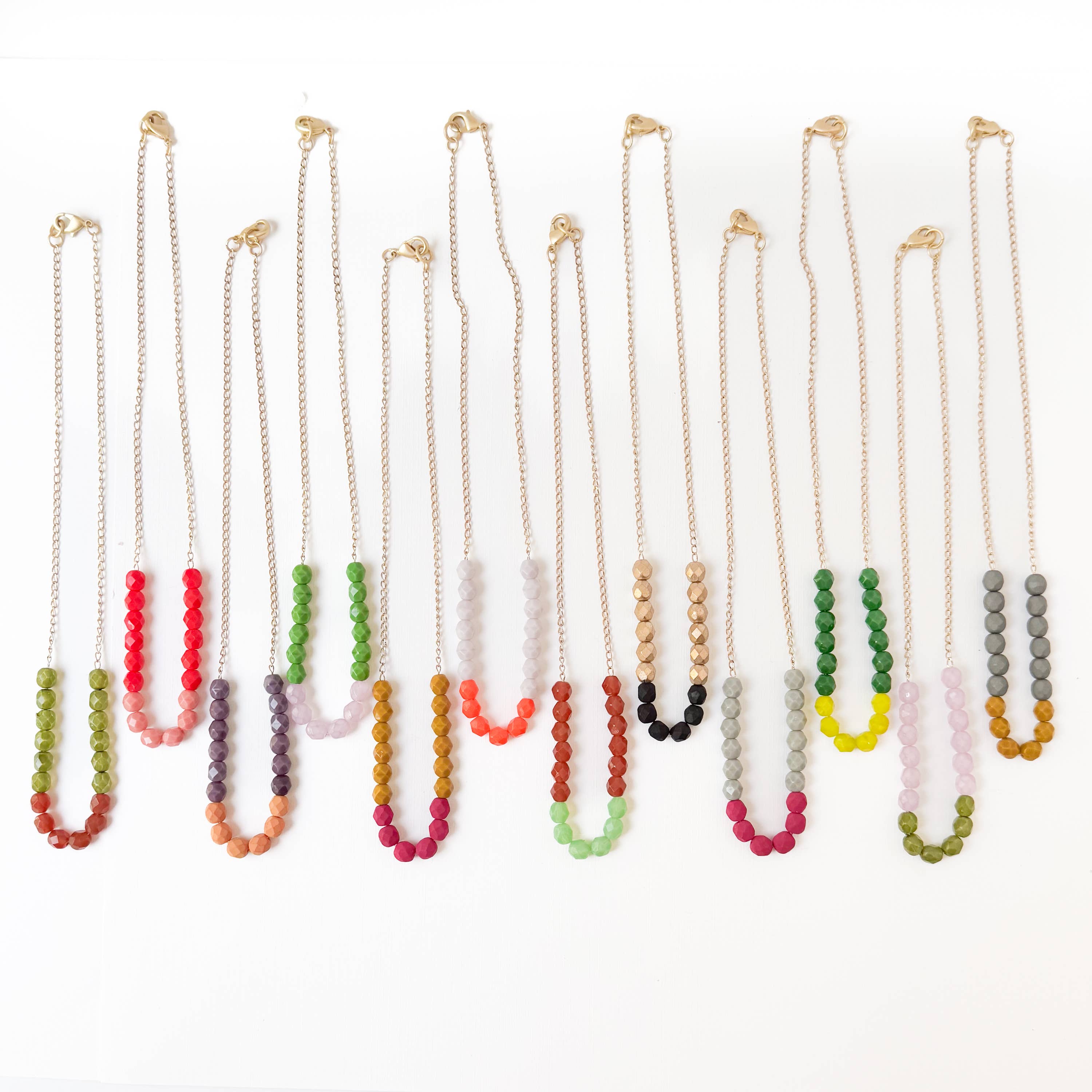 Nest Pretty Things - Wholesale Beaded/Pearl Necklace - Two-Tone Glass Bead Necklace on 24K Gold Chain- 12 colors2