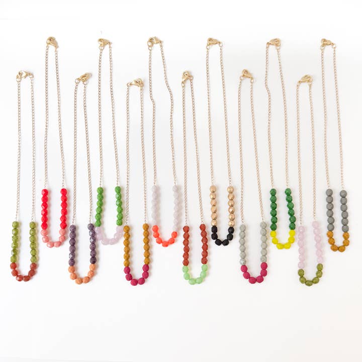 Nest Pretty Things - Wholesale Beaded/Pearl Necklace - Two-Tone Glass Bead Necklace on 24K Gold Chain- 12 colors2