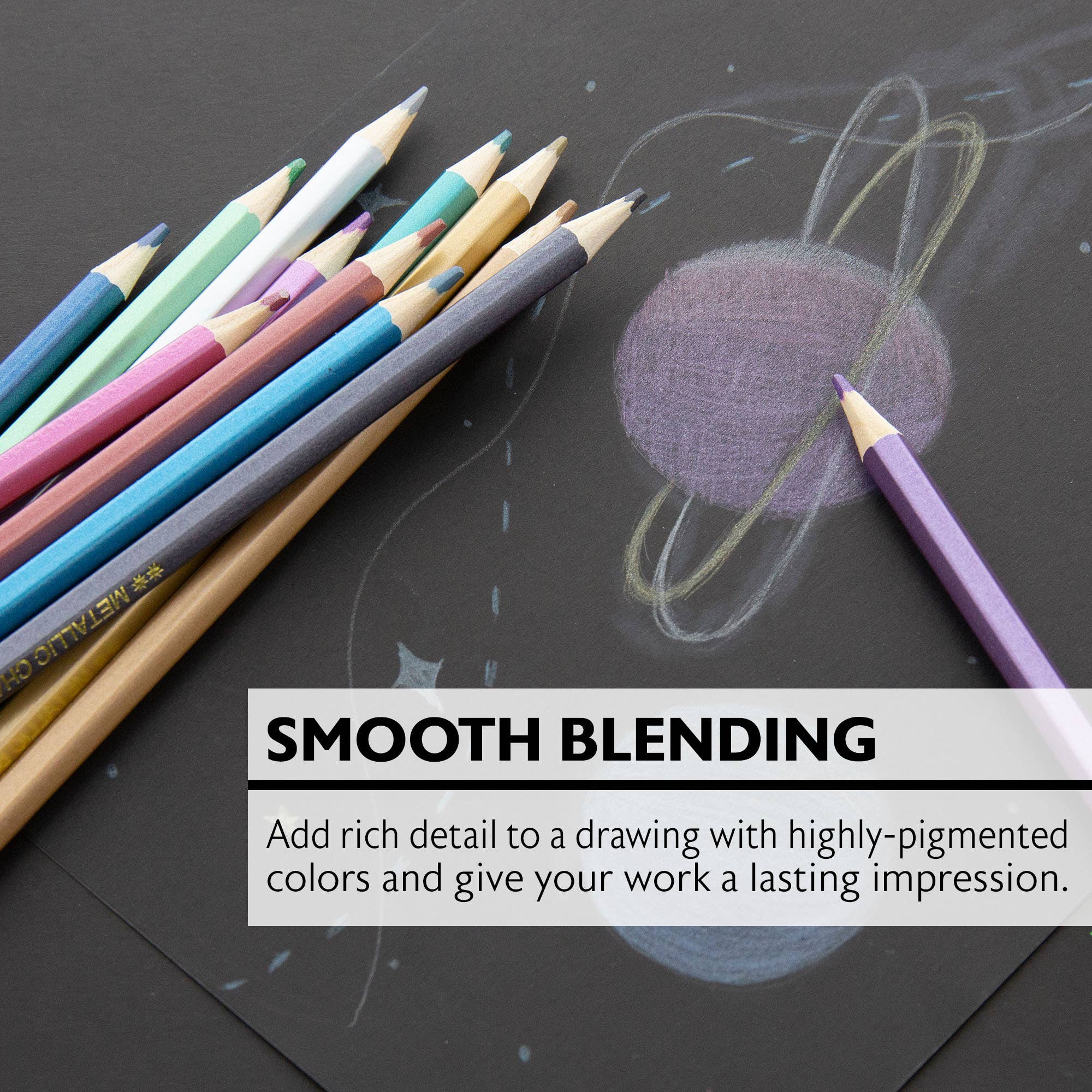 BAZIC Products - Vente Crayons de couleur - 12 crayons de couleur métallisés2