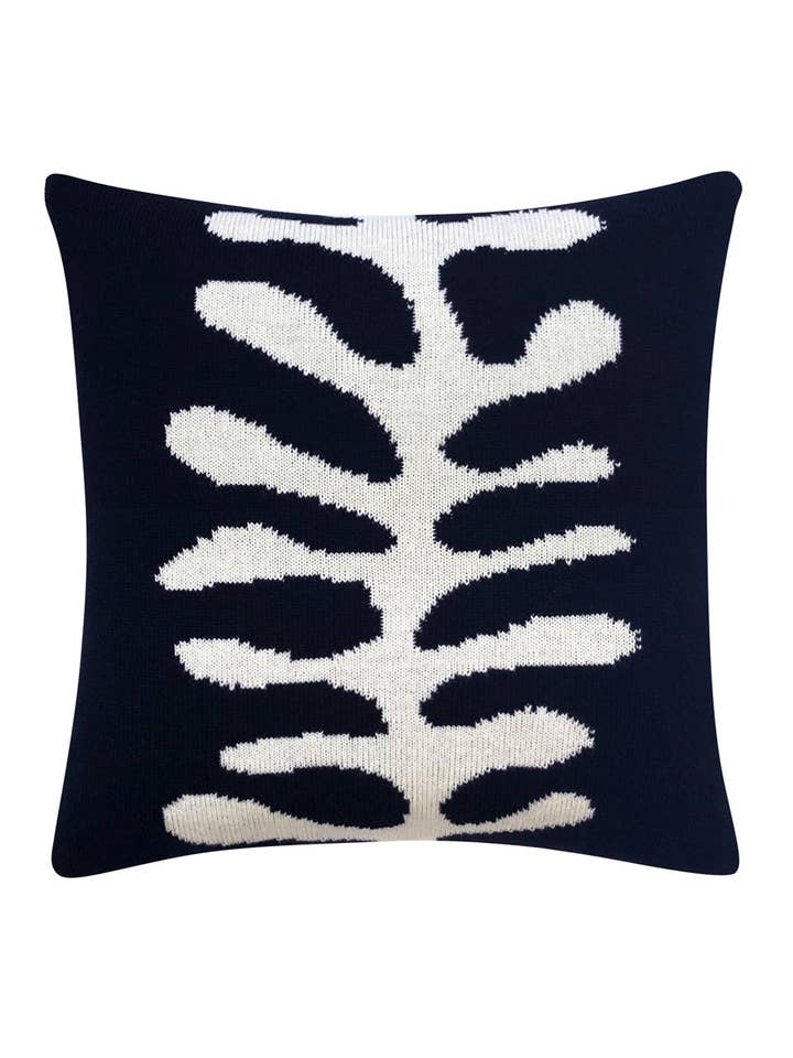 Organic Shape Wool & Cashmere Knitted Cushion Black for wholesale by INGMARSON