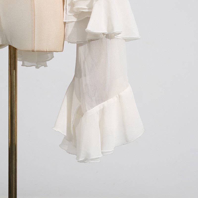 FurDecoration - Vente Chemisier – femme - Haut à manches longues avec bordure en dentelle ajourée6