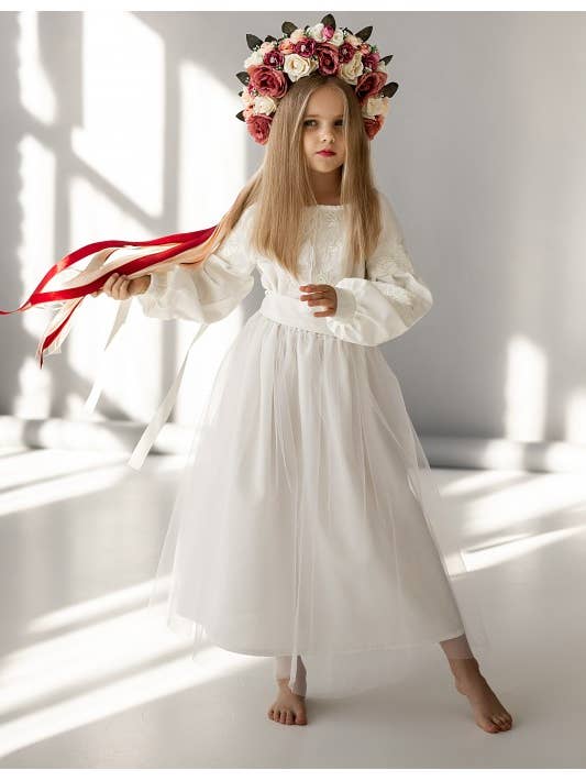 Embroidered Boho Dress For Girl White for wholesale by Art Lev