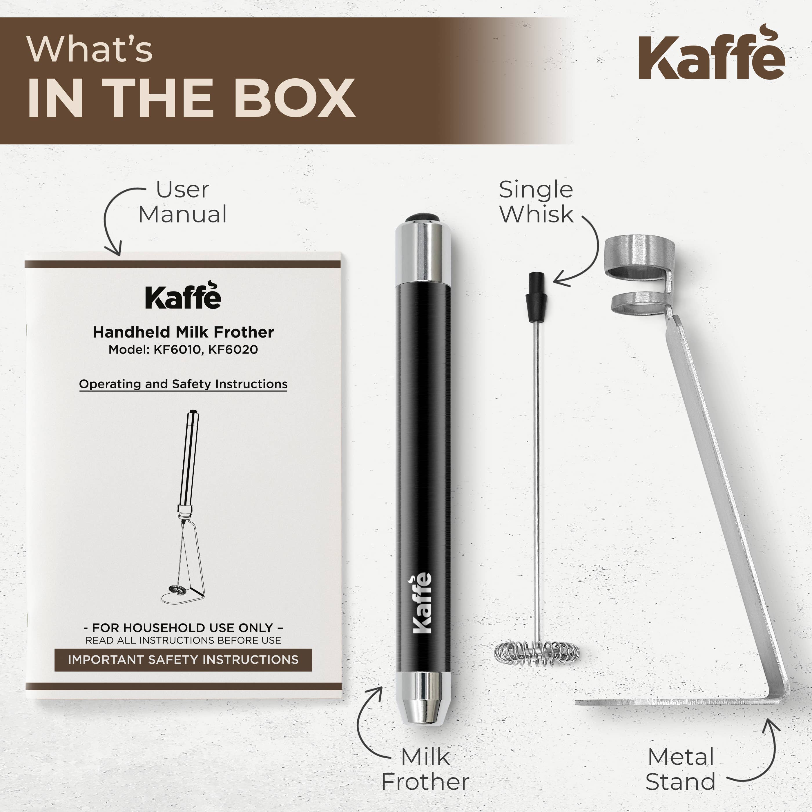 Kaffe – Ferramenta/gadget de cozinha por atacado – Espumador de Leite Portátil Kaffe com Suporte5