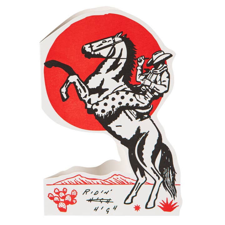 Ridin' High Cowboy | Biglietto di Auguri - Ritagliato per la vendita all'ingrosso da parte di Archivist Gallery | United States