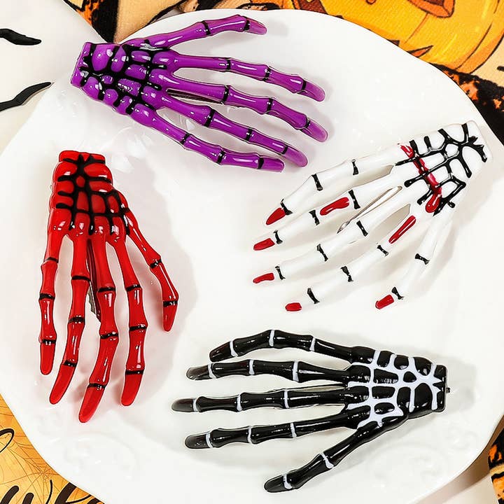 Halloween Skeleton Hand Hair Duckbill Clip_CWAHA1643 for wholesale by ACCITY