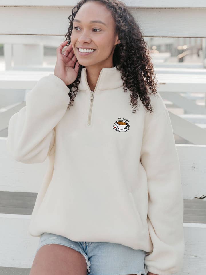 Morning Club Clothing - Wholesale Fleece - Women's - Spill The Tea Recycled Polyester Quarter Zip Fleece