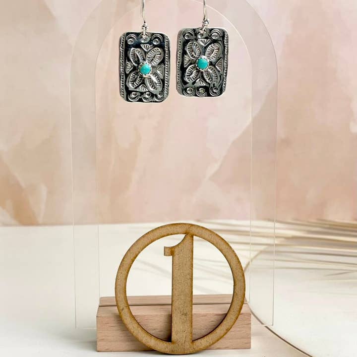 Krush Kandy - Wholesale Dangle Earrings - Western Glam Stamped Sterling Single Stone Earrings0