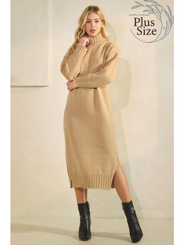 GeeGee x Lovelo - Wholesale Dress - Women's - Plus Midi Sweater Dress OD51977PL1