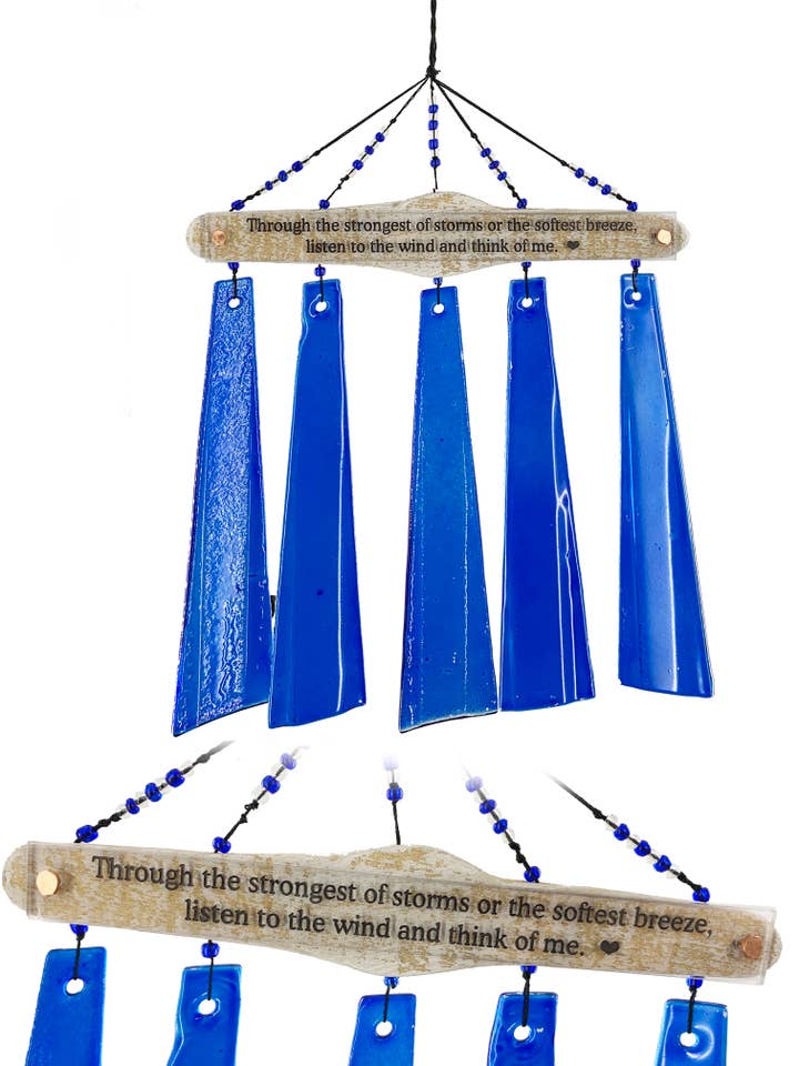 Memorial Whitewash Glass Driftwood Wind Chime Garden Gifts for wholesale by Weathered Raindrop