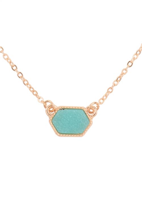 MYS Wholesale Inc - Wholesale Jewelry Set - Druzy Hexagon Pendant Necklace Earring Set0