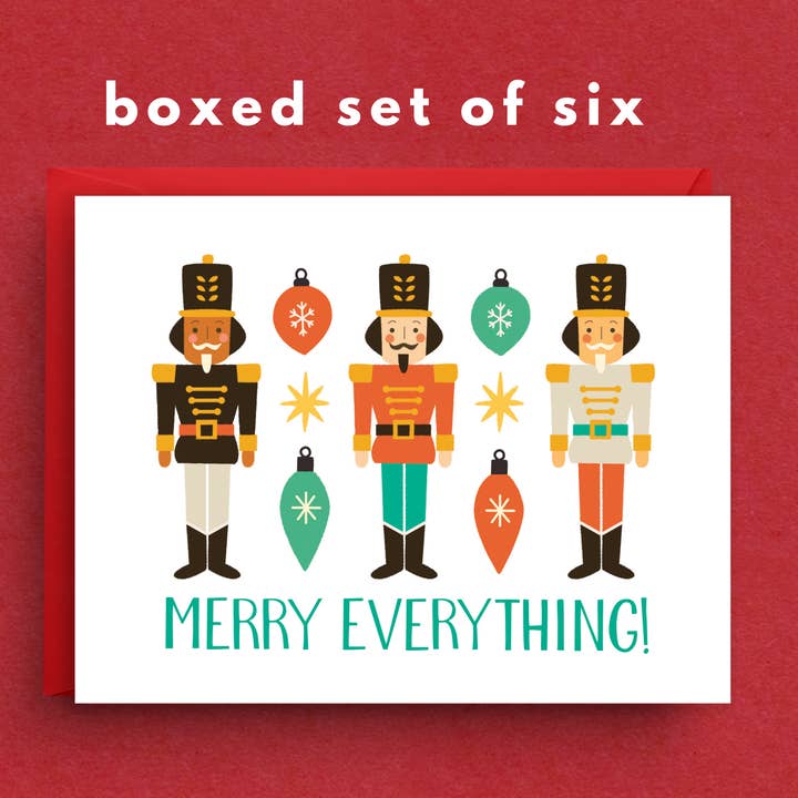 Merry Everything! Holiday Nutcracker Boxed Card Set (6-Pack) for wholesale by Nicole Marie Paperie