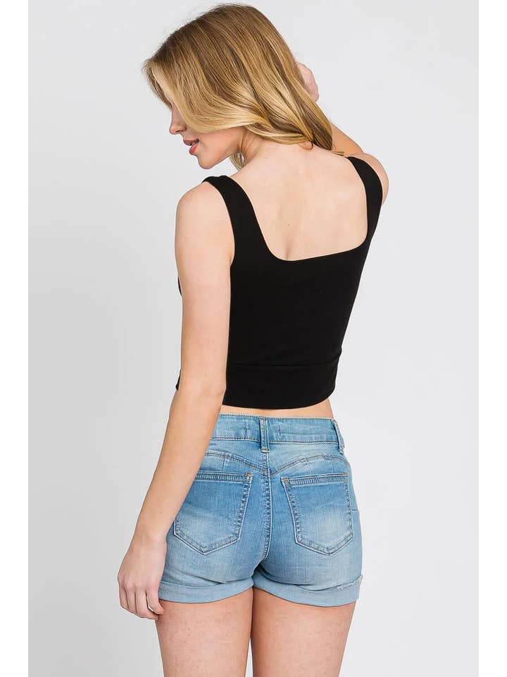 Final Touch - Wholesale Knit Top - Women's - Square Neck Fitted Crop Top - T168592