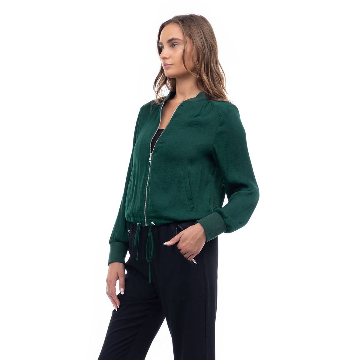 Naked Zebra Rack - Venta al por mayor Chaqueta - Mujer - Chaqueta de satén acanalado en contraste con cordón en la cintura3