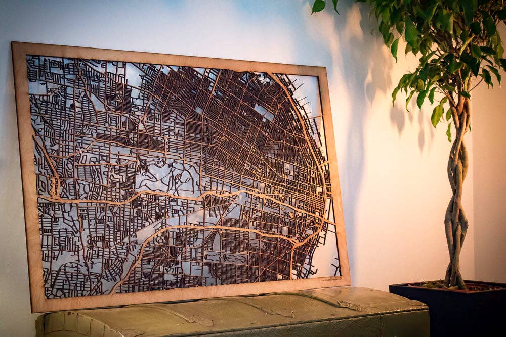 One Man One Garage - Wholesale Wall Accent - City Maps, Large 24x36" Perfect Housewarming Gift! Wooden Street Cutouts26