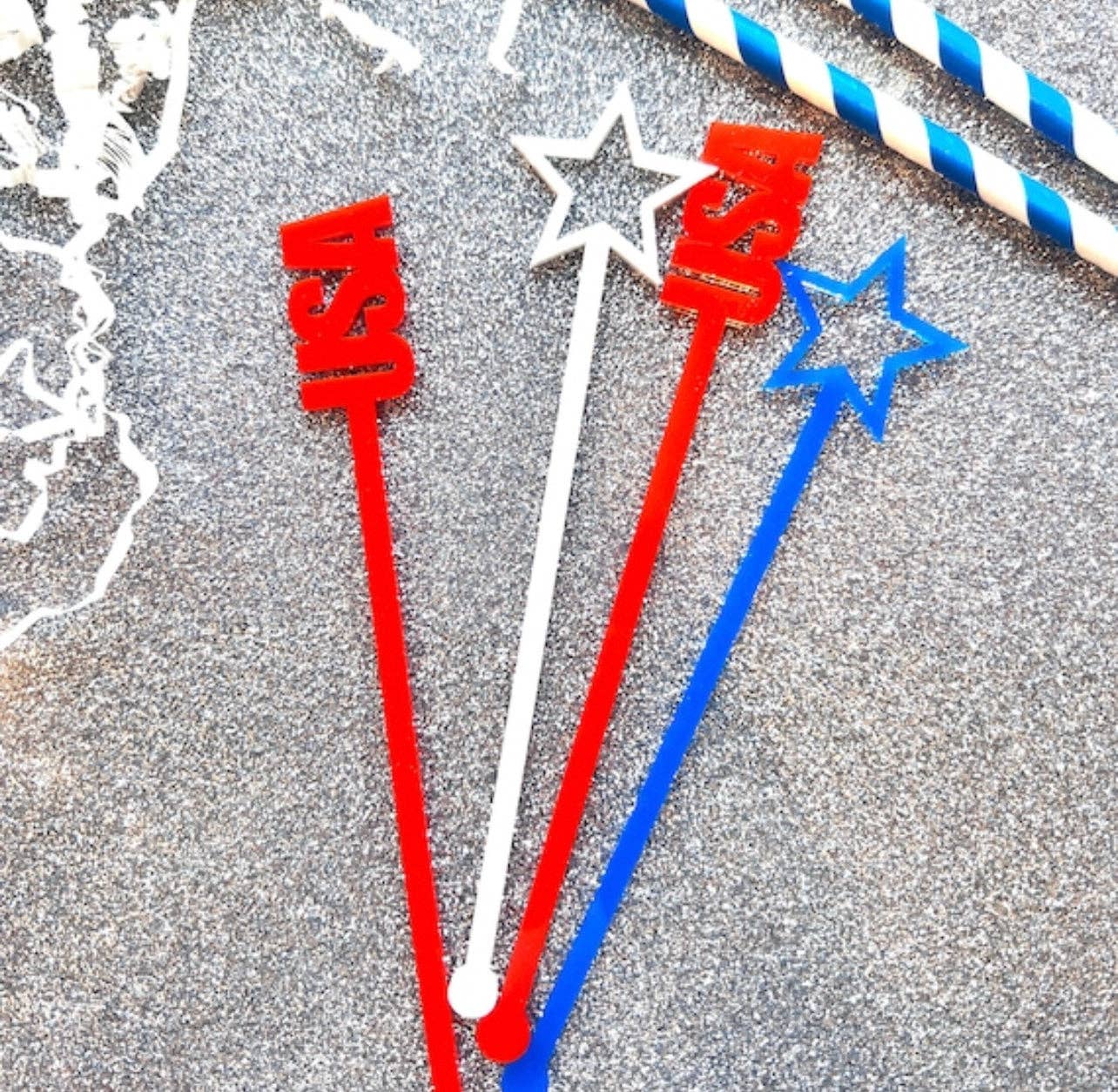 The Tiny Umbrella - Wholesale Drink Stirrer - USA Stir Stick set of 43