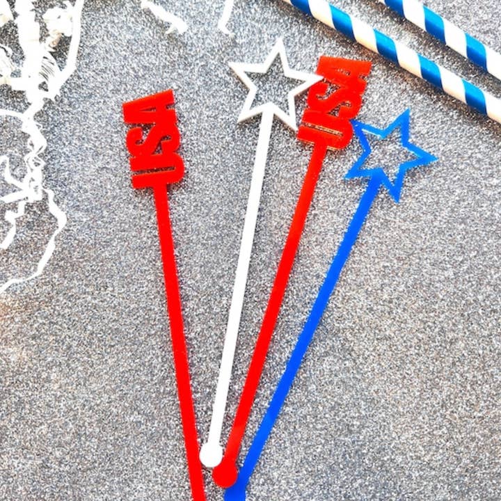 The Tiny Umbrella - Wholesale Drink Stirrer - USA Stir Stick set of 43