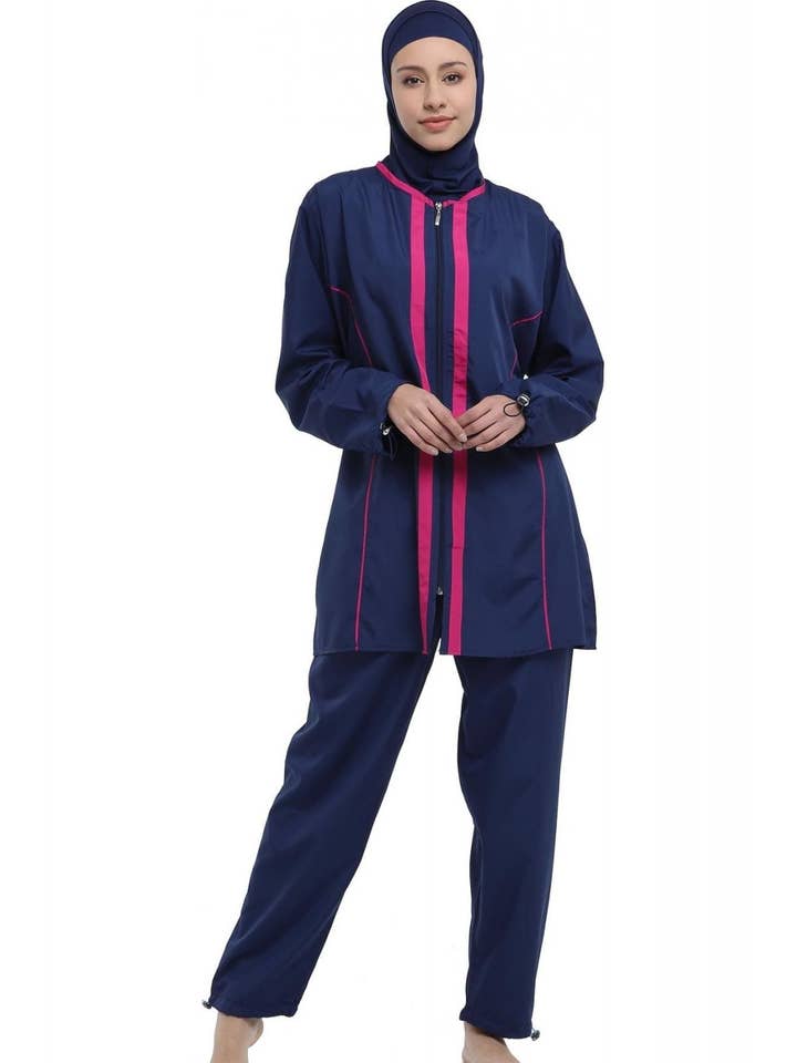 Argisa Long Sleeve Piping Full Hijab Burkini Navy blue for wholesale by Argisa