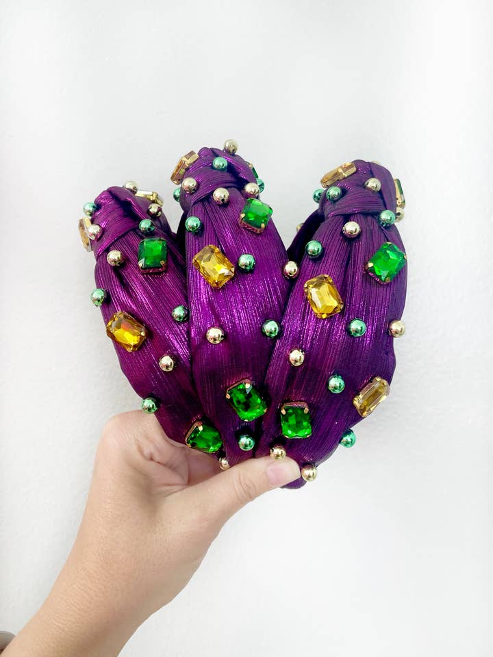 Jeweled Mardi Gras Headband for wholesale by Valois Designs