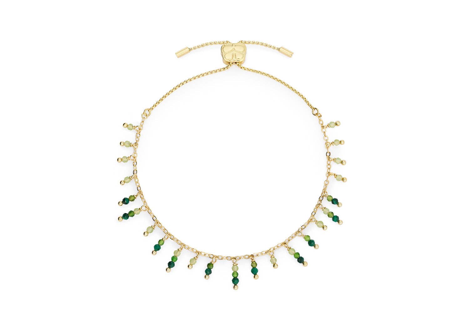 Boho Betty - Vente Bracelets à breloques/pendentifs - Bracelet en or avec hématite verte et pierre précieuse verte0