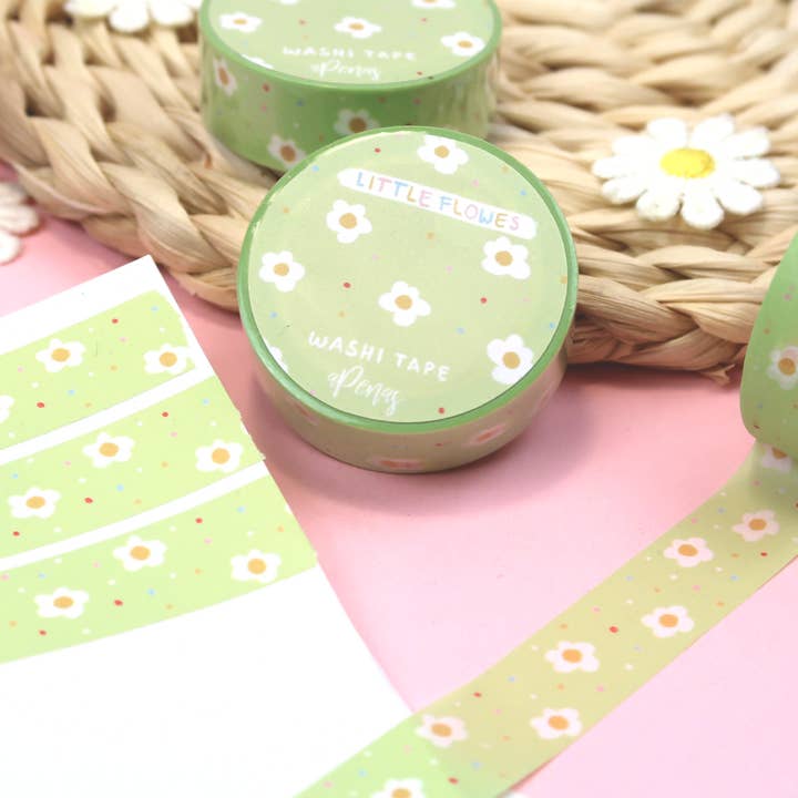Grønne blomster Washi Tape for engroshandel hos aPenas Illustrator