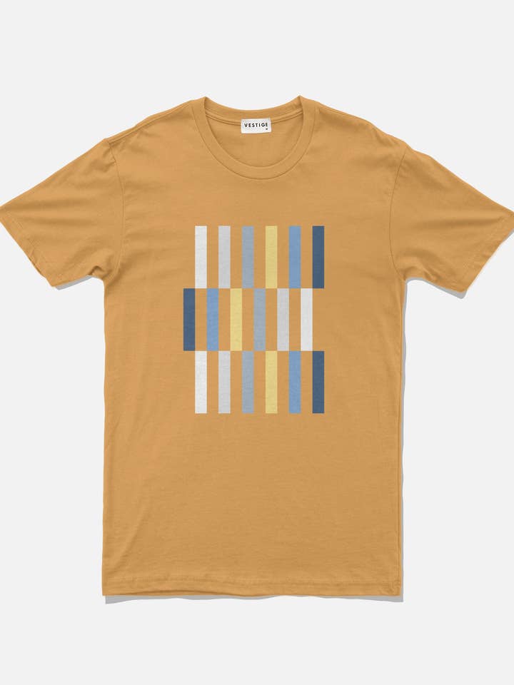 Vertical Bars Tee, Golden Mango for wholesale by VESTIGE