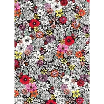Black and White Sketch Flowers Flat Wrap for wholesale by Paper Source Wholesale