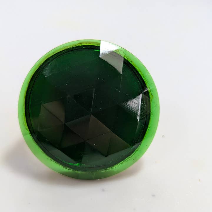 Gay Isber Designs - Wholesale Cocktail/Statement Ring - Jumbo Vintage Green-Faceted Stone Ring - Unisex, Adjustable Gold-Plated Base - Free Shipping in the US2