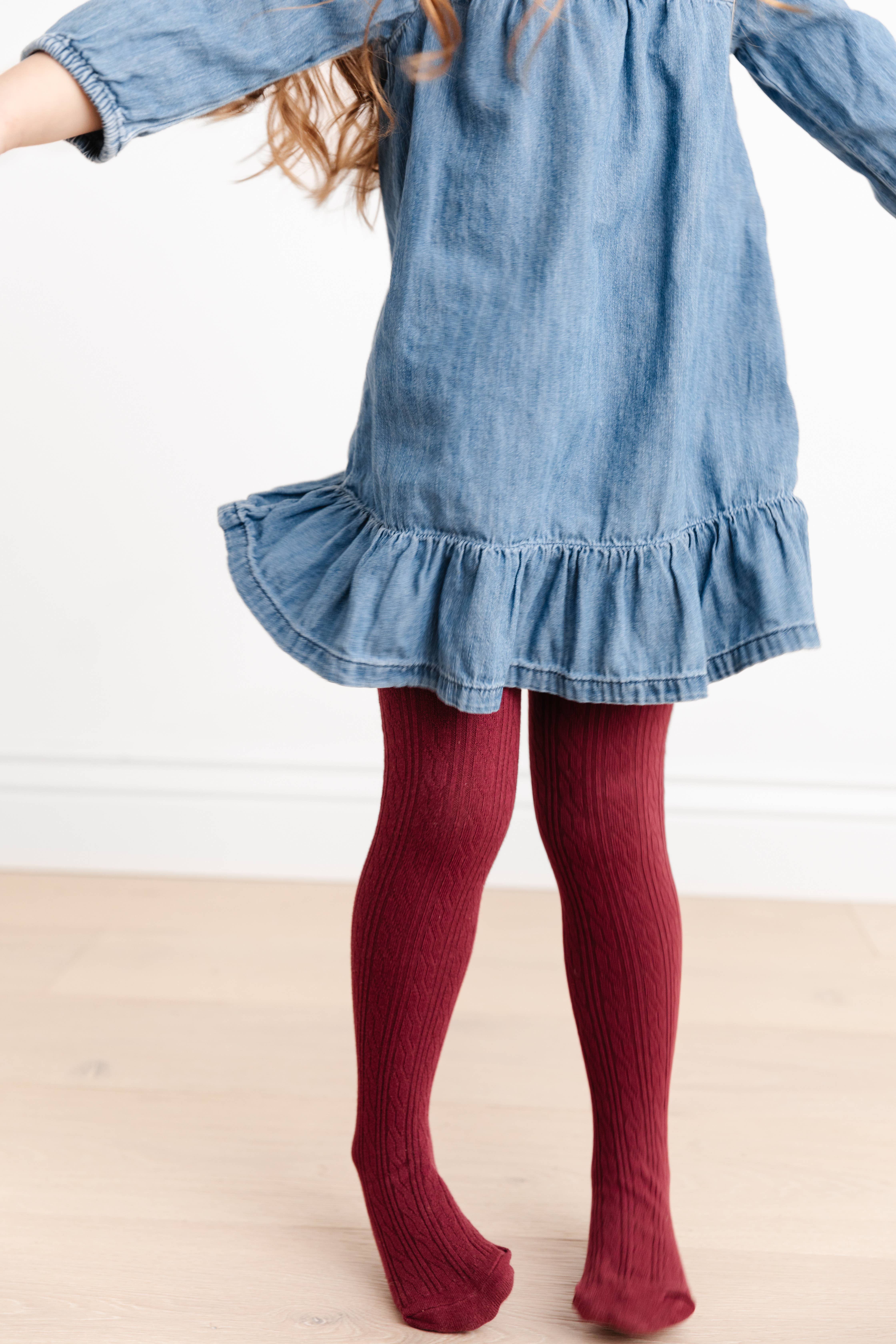 Wholesale Burgundy Cable Knit Tights for your store Faire Canada