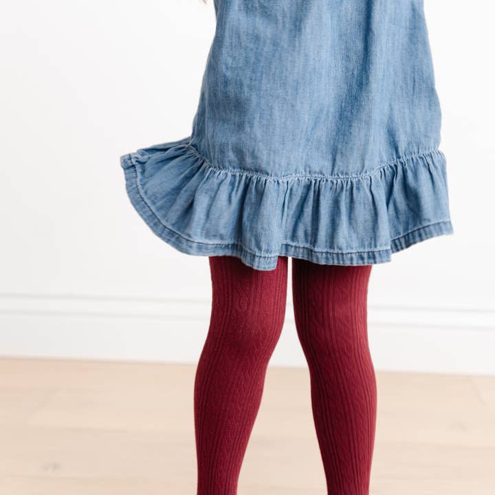 Wholesale Burgundy Cable Knit Tights for your store Faire Canada