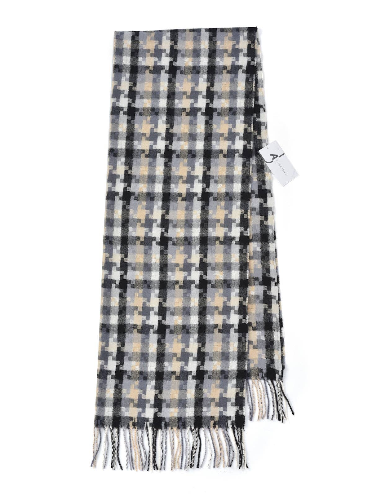 Funkyrel® Atzbranding Limited - Wholesale Sjaal - Dames - Scarvii – Pixel Ruitjes Sjaal met Franjes7