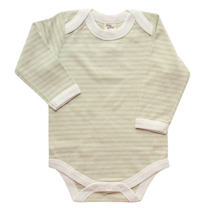 Undyed organic cotton double stripe Bodysuit for wholesale by Fibre for Good