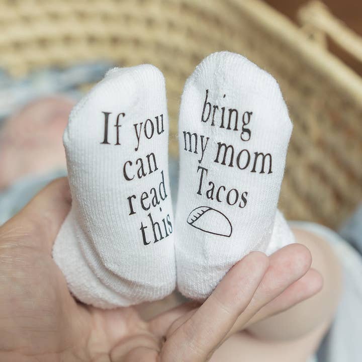 Dorothy’s Reason - Wholesale Socks - Baby - Bring My Mom Tacos Baby Socks | Baby Items | Taco Items