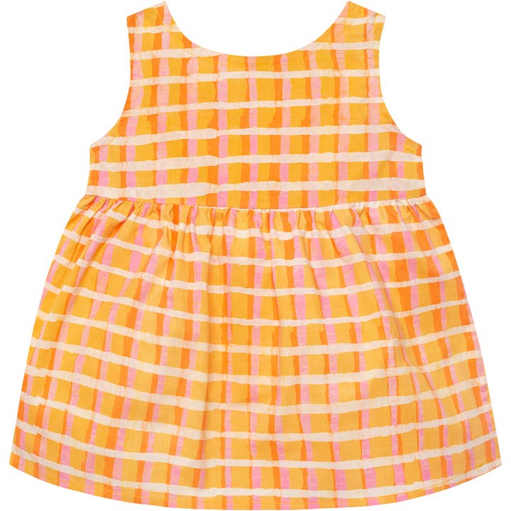 Babies: Sundress: Plaid - Gold-Organic for wholesale by Global Mamas