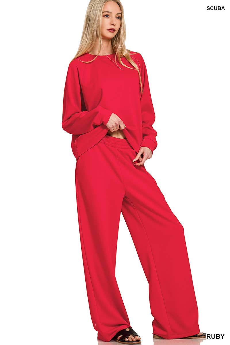 42POPS - Wholesale Lounge Set - Women's - ..1028 Scuba Crewneck Pullover & Pants 2 Piece Set SI-284123