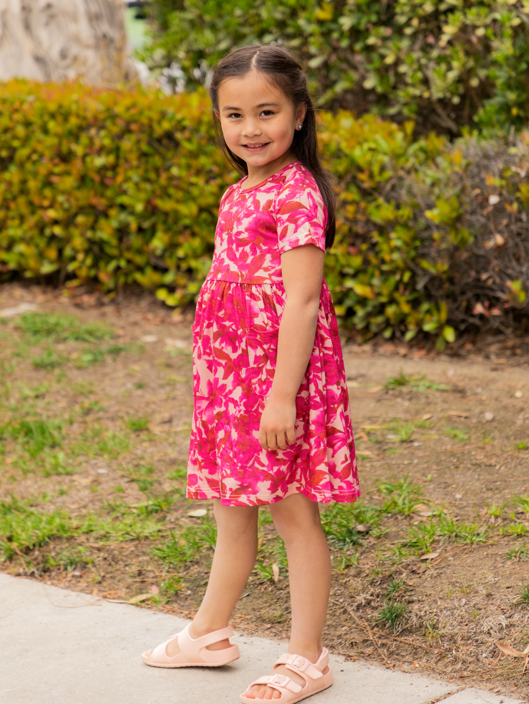 Tickled Teal - Wholesale Dress - Kids - Spring Pattern Little Girls Pocket Dress9