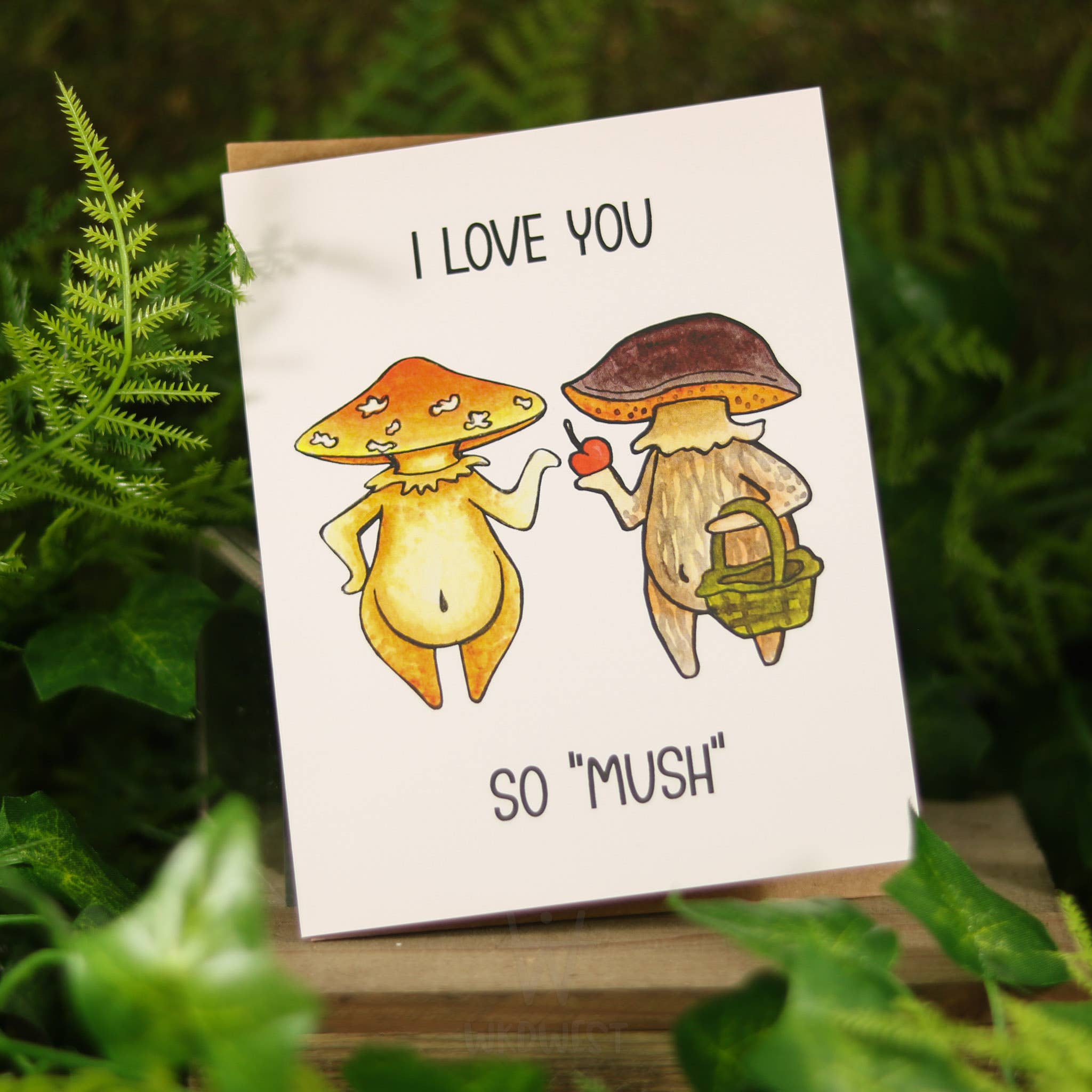 Funguise Friends by WkdWest - Wholesale Love Card - "I love you so MUSH" - Funguise™ Greeting Card w/ sticker2