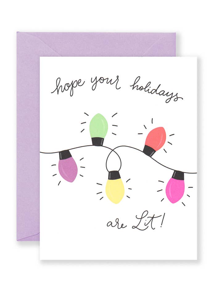 Lit Holidays Greeting Card Letterpress Christmas Card for wholesale by Lionheart Prints