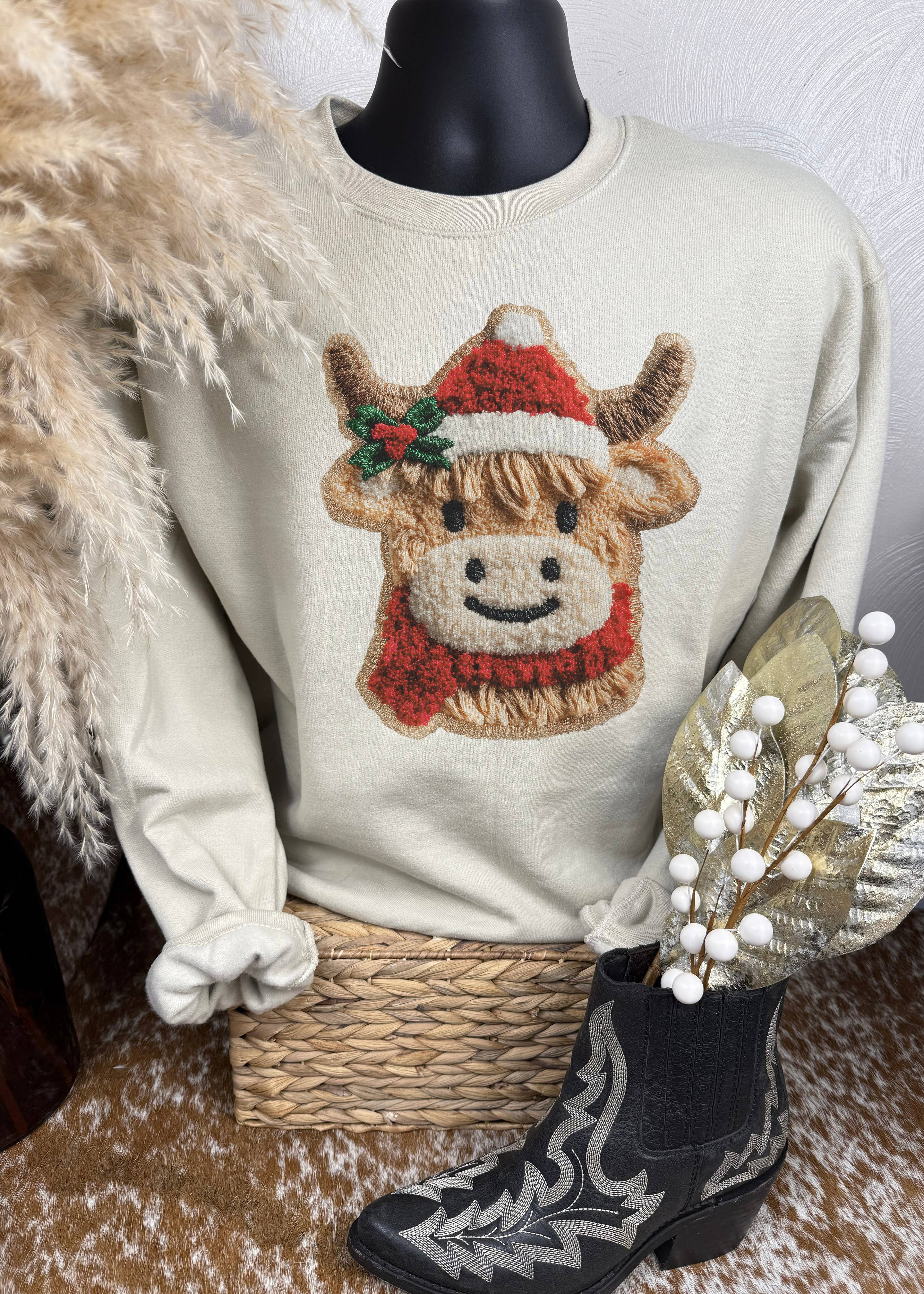 The Walking A - Wholesale Sweatshirt - Women's - HOLIDAY HIGHLAND (FAUX CHENILLE PATCH)1