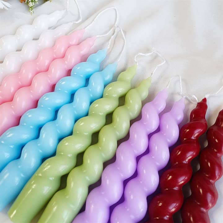 Candles Meta – wholesale Tapered candle/candlestick – 7.28" Handmade Home Decor Spiral Taper Candles3