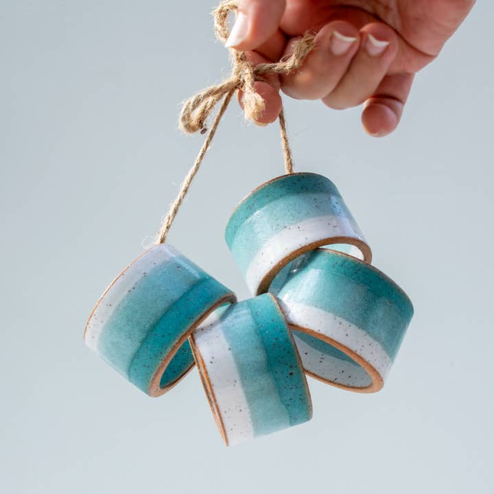Ceramic Napkin Rings, Speckled Horizon, Sold as Set of 4 for wholesale by Pamela Ceramics