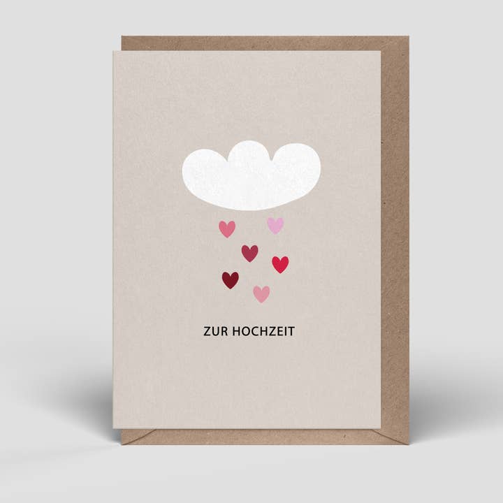 folding card - wedding card - heart cloud - No. 260 for wholesale by Naturbedacht