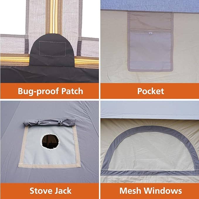 Trend Tents Inc - Wholesale Tent - Waterproof All-Season Gray Canvas Bell Tent with Stove Jack