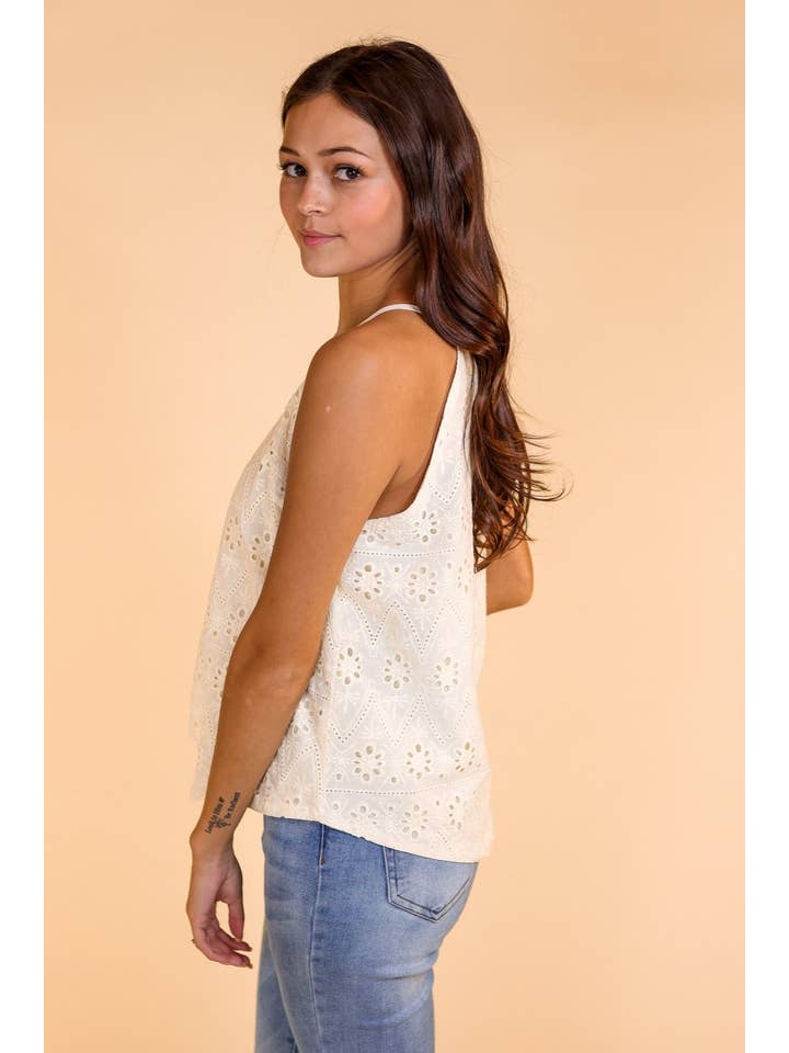 Cream Eyelet Tank for wholesale on Faire