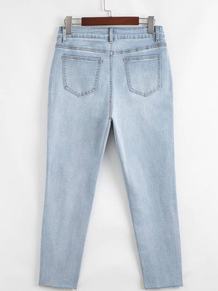 Beau Blue Kimberly Length Distressed Skinny Jeans for wholesale on Faire1