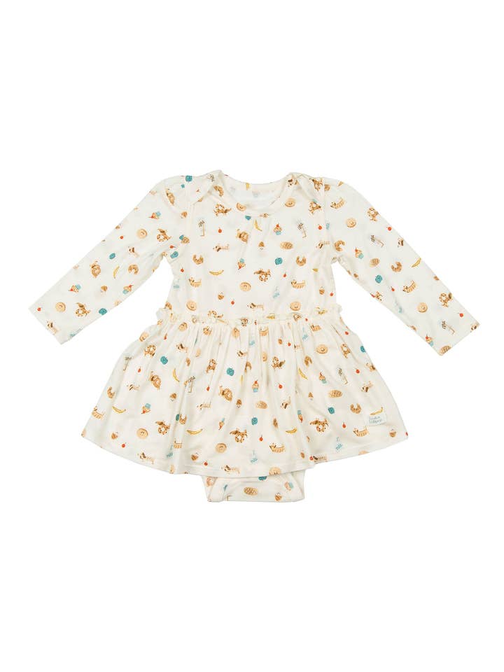 Long Sleeve Bodysuit Dress - French Breakfast for wholesale by Loulou Lollipop