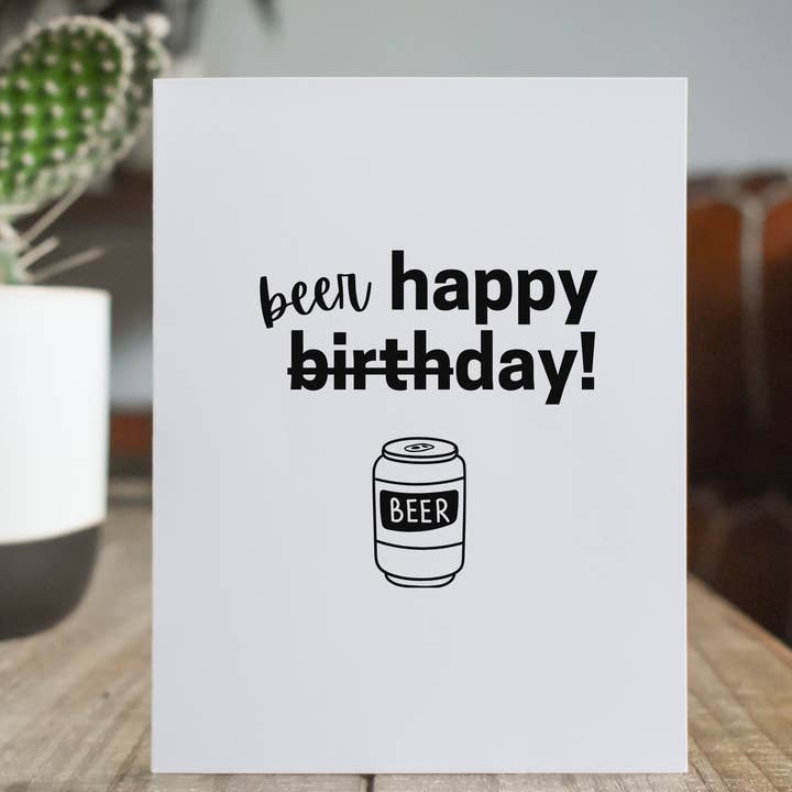 Happy Beer-Day, Drinking Birthday Card for wholesale by The Cheeky Press