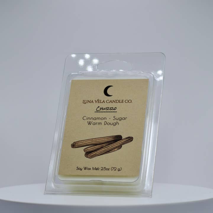 Luna Vela Candle Co. - Venta al por mayor Ceras perfumadas - Churro 2.5 oz. Cera de Soya para Derretir en Envase Transparente