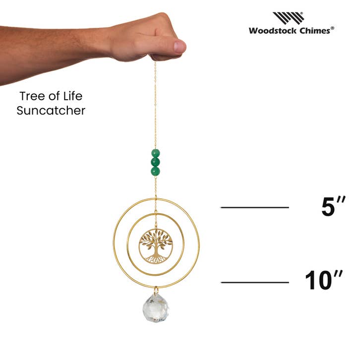 Woodstock Chimes - Wholesale Suncatcher - Suncatcher - Tree of Life, Green Stone3