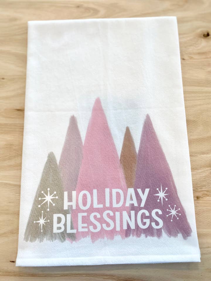Torchon Holiday Blessings Flour Sack (copie) pour la vente par Lenny Lane