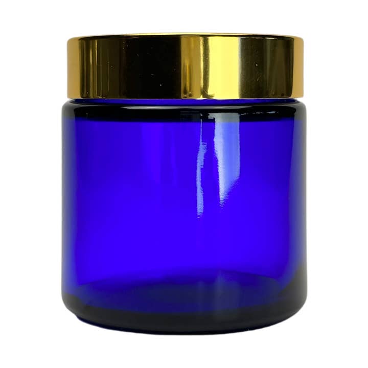 4oz Cobalt Blue Glass Jar Straight Sided with Gold Lid and other Purchase Wholesale gem jars. Free Returns & Net 60 Terms on Faire trending on Faire.
